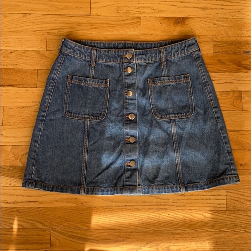 Divided High Waisted Denim Button Down Skirt